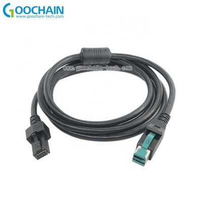 Custom 2x4pin Powered USB Male to 12V Power USB Male scanner Cable for POS Terminal  Printer